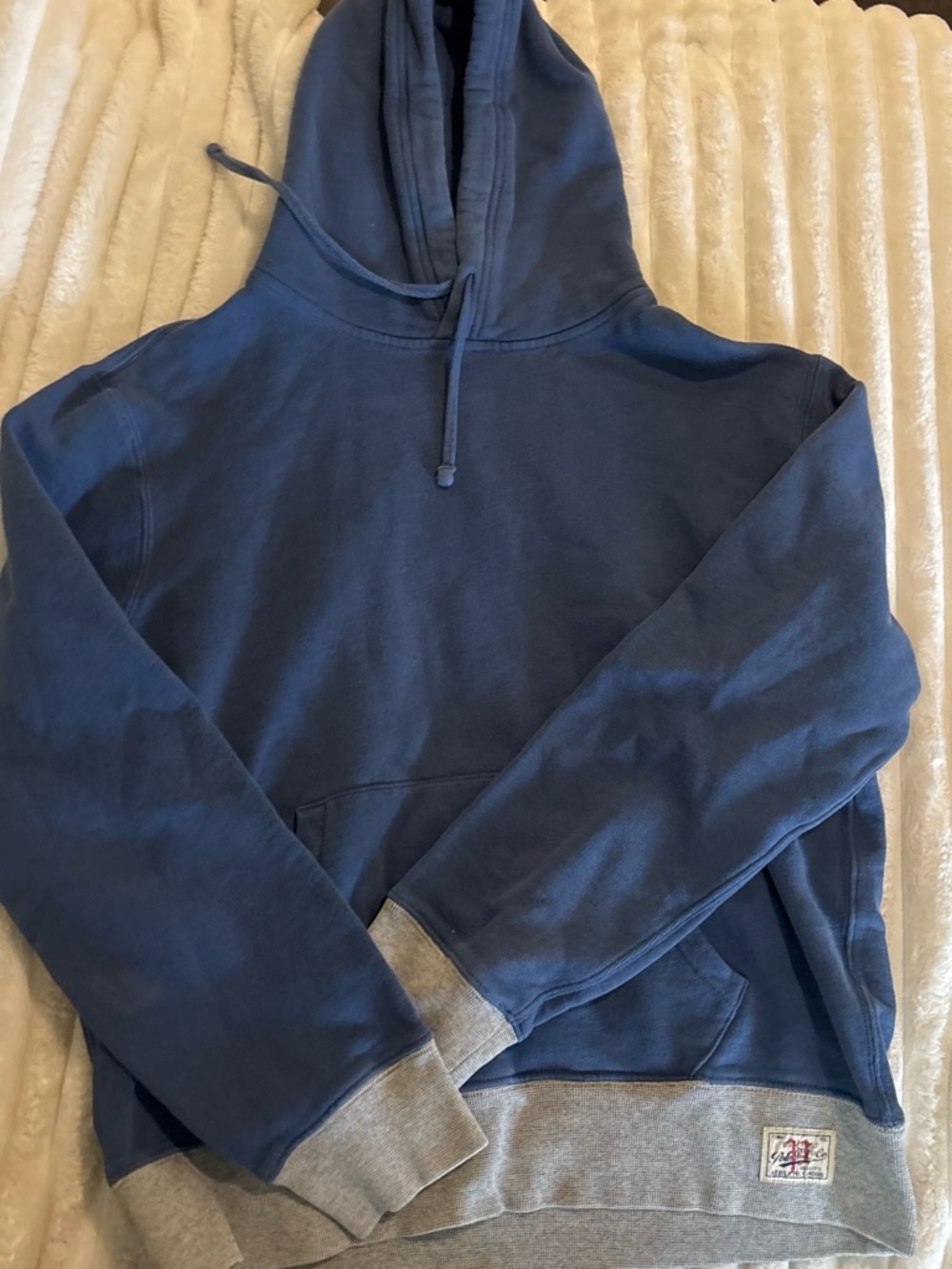 Polo by Ralph Lauren Navy Blue Hooded Pullover with Gray Trim